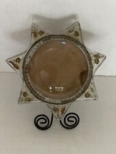 Antique Victorian 7 Point Star Shaped Goofus Glass Magnifying Frame Paperweight picture