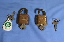 Vintage 2 ILCO Brass Padlock w/ Keys  Operational Locks picture