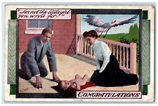 1909 Congratulations Stork Delivered Baby Carlyle Illinois IL Antique Postcard picture