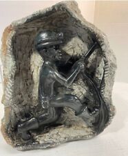African Miner Mining Carved Granite Sculpture,One Piece of Rock,3-D Art picture