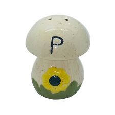 Vintage Large Mushroom Ceramic Pepper Shaker With Yellow Flower Speckled READ 4
