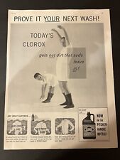 Vtg 1961 Clorox Ad, Gets the Dirt out that suds leave in, Today's Clorox picture