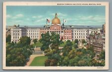 Boston Common and State House, Boston, Mass. Vintage Linen Postcard Unposted picture
