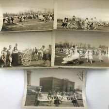 Vintage Sepia Photo Lot of 5 College Chariot Race Field Students Fraternity picture