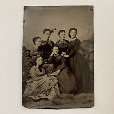 Antique 1/2 Plate Tintype Group Photograph Beautiful Woman Affectionate Family picture
