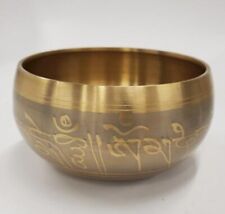 Brass Collectable Bowl With Lotus Flowers And Buddha. picture