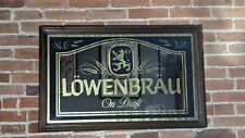Vintage LOWENBRAU Bar Mirror Sign Beer Draft Wood Frame 21” X 33