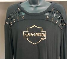 Sexy Shoulder Cut Out Black Genuine Harley Davidson Womens Size XL Soft NWOT picture