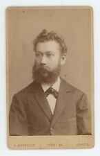 Antique CDV Circa 1870s Handsome Man With Bushy Beard Brokesch Leipzig Germany picture