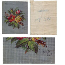 ANTIQUE ORIGINAL BERLIN WOOLWORK HAND PAINTED CHART PATTERN MINI FLORAL W YELLOW picture