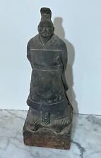 VINTAGE CHINESE TERRACOTTA GRAY COLOR PAINTED STATUE OF AN ASIAN MILITARY FIGURE picture