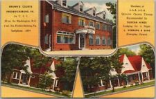 Fredericksburg, Virginia Postcard BROWN'S COURTS Highway 1 Roadie Linen c1950s picture