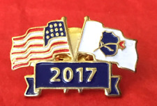 2017 US Flag & National Law Enforcement Memorial Flag Enamel Front Pin Shield picture