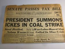 Newspaper   Baltimore News-Post  June 3 1943  President on the Coal Strike  WWII picture