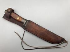 LONG  ANTIQUE  PRUSSIAN HUNTING KNIFE WITH HOLY CROSS DESIGN ON LEATHER SHEATH picture