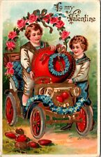 Valentine's Day Sailor Dressed Boys Heart Automobile Roses Forget Me Not Flowers picture