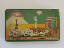 Vintage Montague Candy Tindeco Tin Hinged Lid Chocolate Box Owl Bookend Image picture