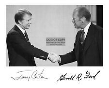 PRESIDENT JIMMY CARTER AND GERALD FORD SHAKING HANDS AUTOGRAPHED 8X10 PHOTO picture