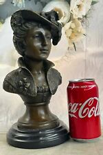 Elegant Original Signed Sculpture by Milo Bronze Marble Base Statue Female Bust picture