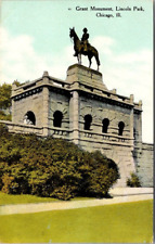 Postcard Illinois Chicago Lincoln Park Grant Monument 1909 Posted IL Statue picture
