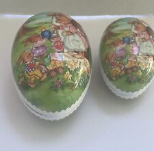 Pair Of  German Nestler Paper Mache Easter Egg Containers Bunny Print picture