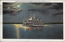 New Orleans Postcard Louisiana Riverboat Street Trees E C Kropp Posted 1937 picture