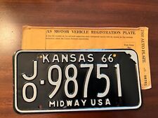 1966 Kansas License Plate Tag with original envelope JO 98751 Johnson picture