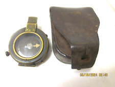 ANTIQUE BRASS COMPASS WW1 1918 US ENGINEER CORPS WITH LEATHER CASE picture