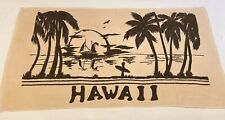 Vintage 70s Tropical Terries Hawaii Beach Towel Brown Tan Palm Trees Surfer picture