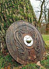 Viking shield with carved Norse Runic ornaments Medieval shield Celtic ornament picture