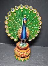 USSR Hand painted Russian Peacock Figurine 6.25