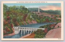 Postcard Municipal Power Plant on Little River, Radford, Virginia Vintage picture