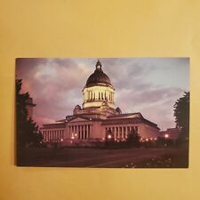 Postcard Olympia Washington State Capitol At Night Time WA Vintage READ picture