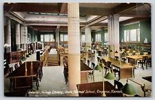 Interior~Kellogg Library State Normal School Emporia KS~c1910 Vintage Postcard picture