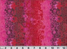 Flower Power Fabric Floral Stripe Red OOP Premium Cotton picture