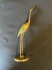 Vtg Vintage Brass Crane Heron Egret Made In Korea 12” Tall picture