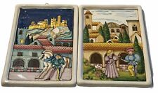 Extraordinary Pair Vintage PAOLA ACOMANNI Italy Italian Castle Wall Tile Plaques picture