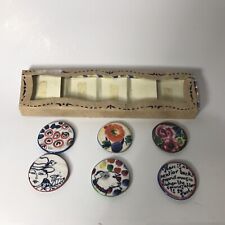 Anthropologie Moments Painted Pottery Refrigerator Magnets Set of 6 Dog Floral picture