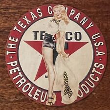 VTG 1940s Pinup Girl Texaco Oil Petroleum Ashtray Insert NOS Advertising Label picture