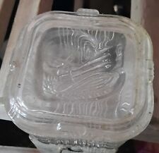 Vintage 1940's Federal Glass  Refrigerator Dish Box w Embossed Vegetable Lid  picture