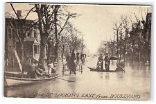 1913 March Postcard 3rd St. Looking East From Boulevard Flood Dayton OH Rowboats picture