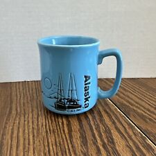 Alaska Vintage Mug 1982 Blue Embossed Boats Design picture