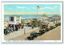 1929 The Beach Looking South From Ocean Avenue Cars Hampton Beach NH Postcard picture
