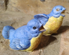 Set of two ceramic birds chicks blue yellow picture