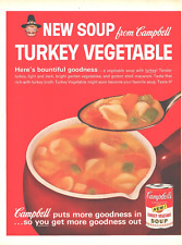 1962 Campbells Turkey Vegetable Soup Vintage Print Ad Pilgrim Crock picture