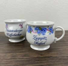 Theo Ruhn Bavarian German Porcelain Floral Design Coffee Cup Mug Set Lot x 2 picture
