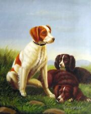 Art Oil painting Johannes Christian Deiker - Early Brittany Spaniel dogs picture