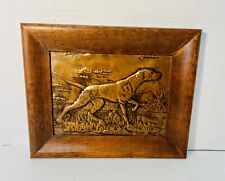 VTG 3D Copper Depiction Of Pointing Bird Dog In A Marsh Rustic Framed 7.5x9.5” picture
