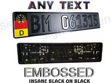 GERMAN BLACK ON BLACK, EURO STYLE  TAG, BMW,  European LICENSE plate, ANY TEXT picture
