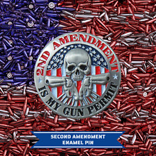 2nd Amendment Is My Gun Permit Skull Pin picture